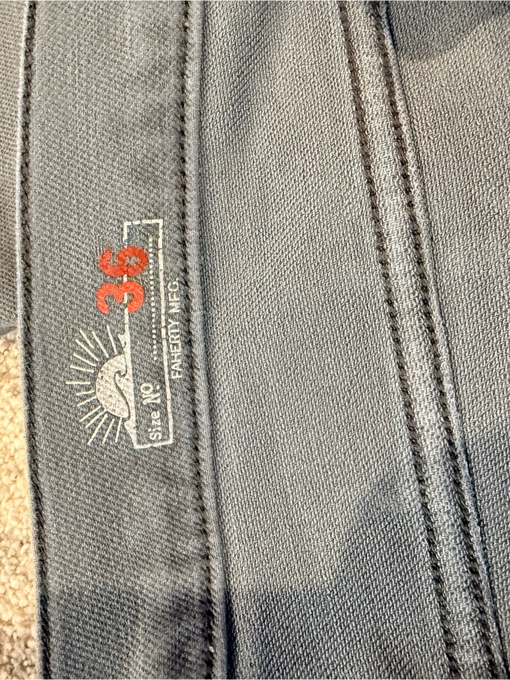 Faherty Men's Charcoal Chinos with Red Size Accent
